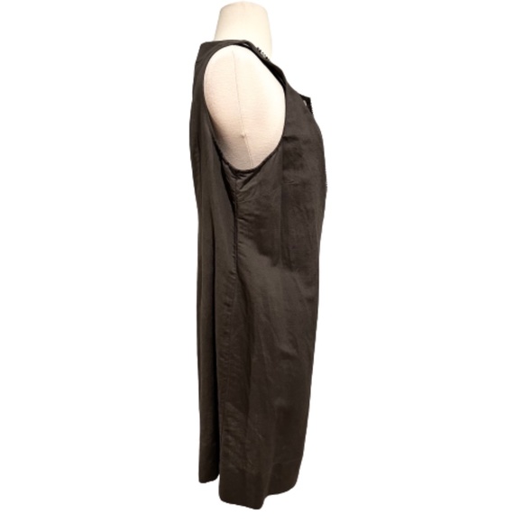 NEW YORK & COMPANY Sheath Dress Gray Jeweled Beaded Neckline Linen Blend Large - Picture 6 of 9
